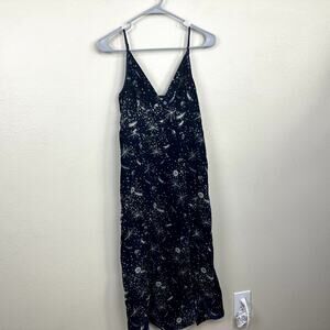 Urban Outfitters Rooftop Constellation Blue Velvet Star Print Midi Dress M NEW